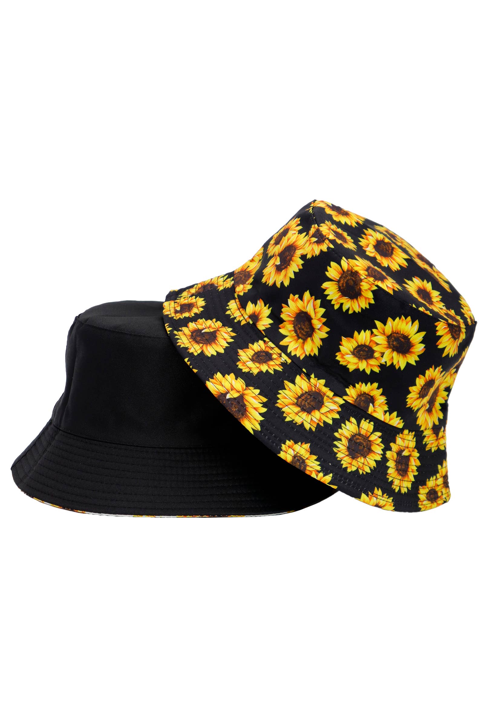 Cap Zone - Wholesale Bucket Hat - Women's - Sunflower Reversible Black Bottom Bucket Hat0
