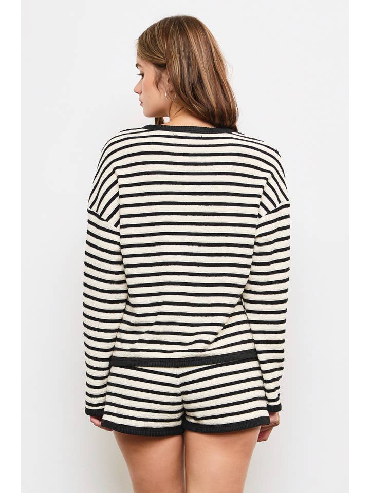 Mustard Seed - Vendita all'ingrosso Cardigan - Donna - CARDIGAN TESTURIZZATO A RIGHE ORIZZONTALI2