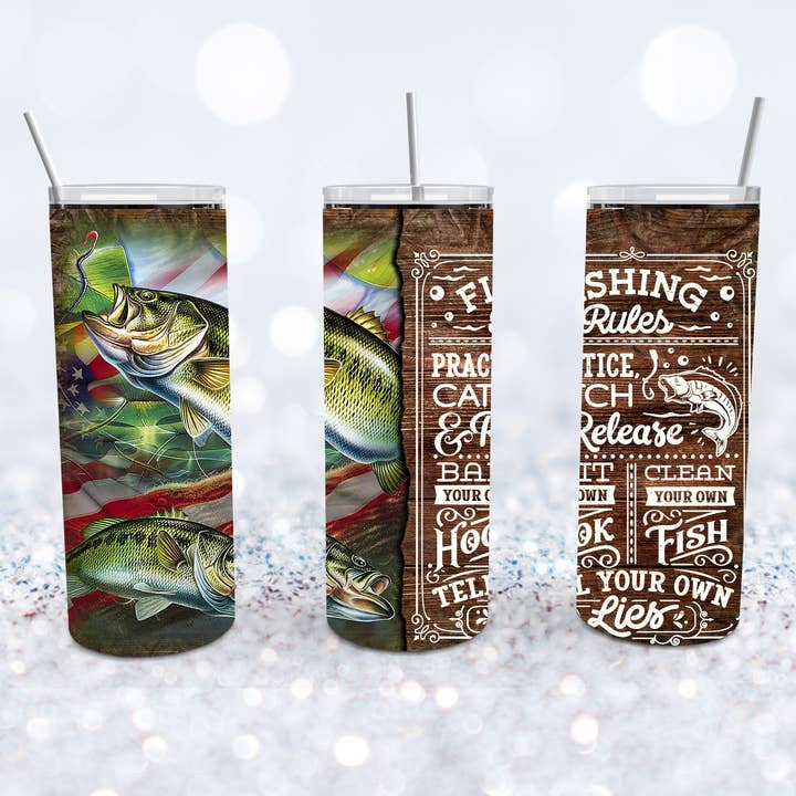 Fishing Rules Tumbler for wholesale by Beyond Bayside