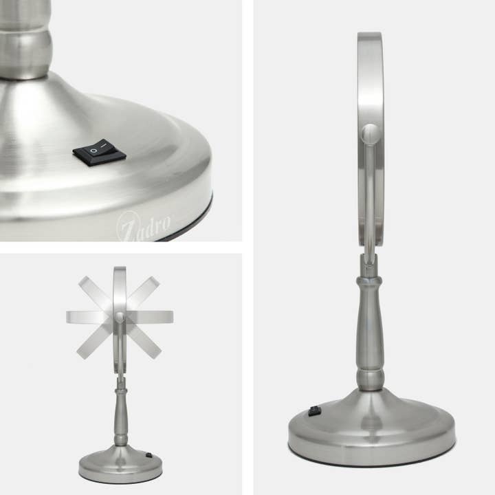 Satin Nickel Lighted Makeup Mirror with Magnification & Cordless for wholesale on Faire
