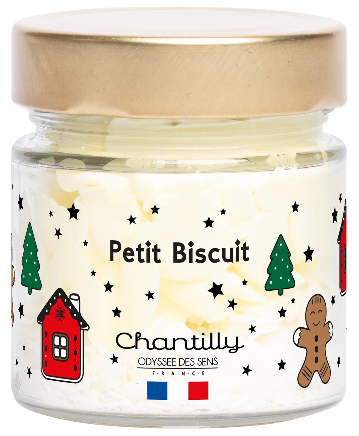 ODYSSÉE DES SENS - Wholesale Jar/Filled Candle - Petit Biscuit - Gourmet Whipped Cream Candle Christmas 150g