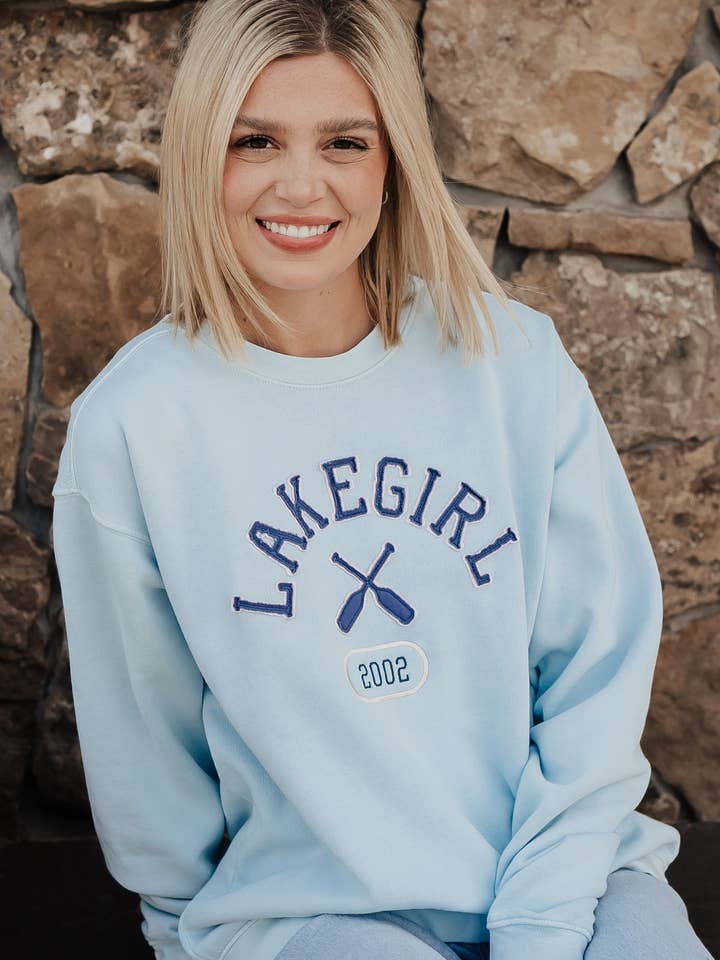 Lakegirl Sweat en Molleton Filé à Col Rond en Poudre pour la vente par Lakegirl