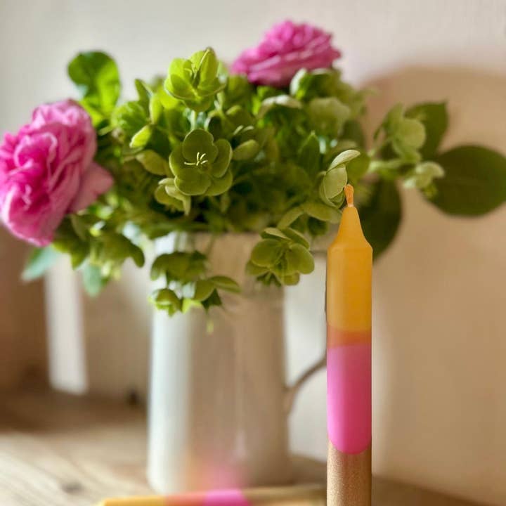 Florrie and Wren - Wholesale Tapered candle/candlestick - Raspberry Lemonade Colourful Yellow Orange Pink Candle2