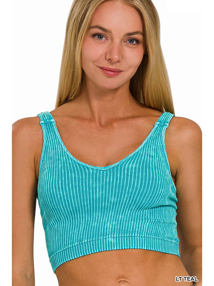 42POPS - Wholesale Tank Top - Women's - ",,,,.SI-25444 Premium Washed Seamless V-neck Crop Tank