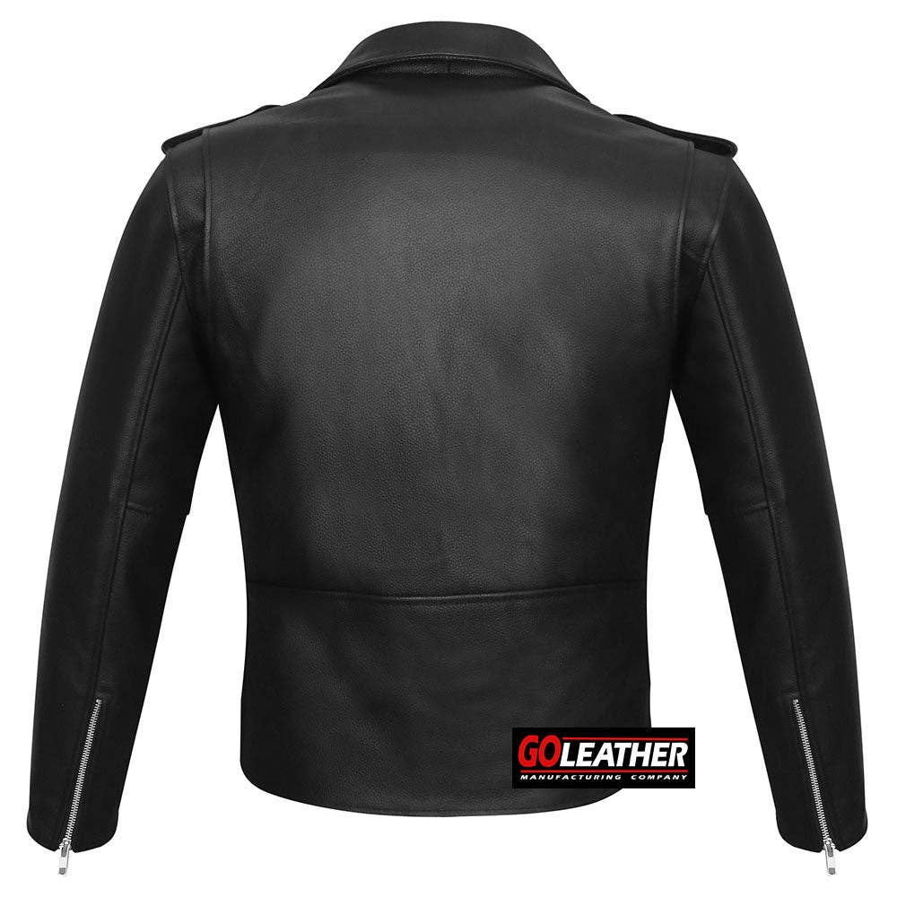 Goleather – wholesale Leather jacket – Men′s – GO730 - Mens Classic MC Style Jacket1