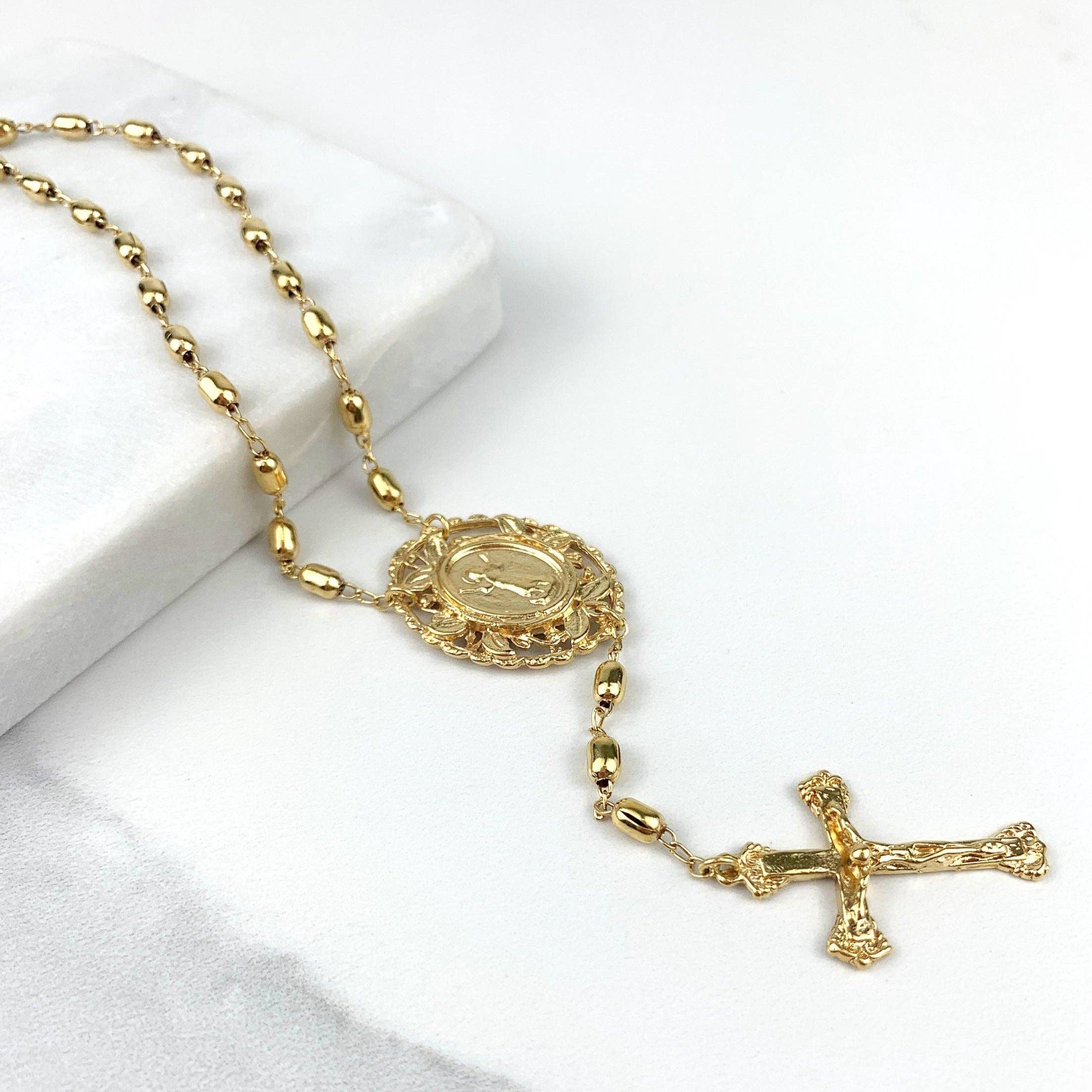 Luxus Accessories - Wholesale Prayer Beads Necklace - 18k Gold Filled Beaded Divine Child Rosary0