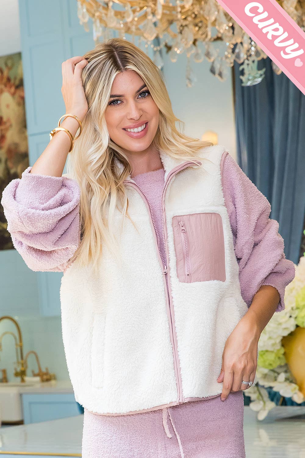 Sweet Lovely by Jen - Wholesale Outerwear Vest - Women's - SW459PL SHERPA VEST4