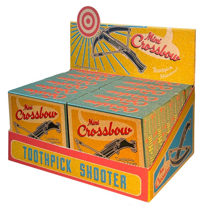 Mini Crossbow Toothpick Launcher (12pk), Skid for wholesale by Lucky Jack