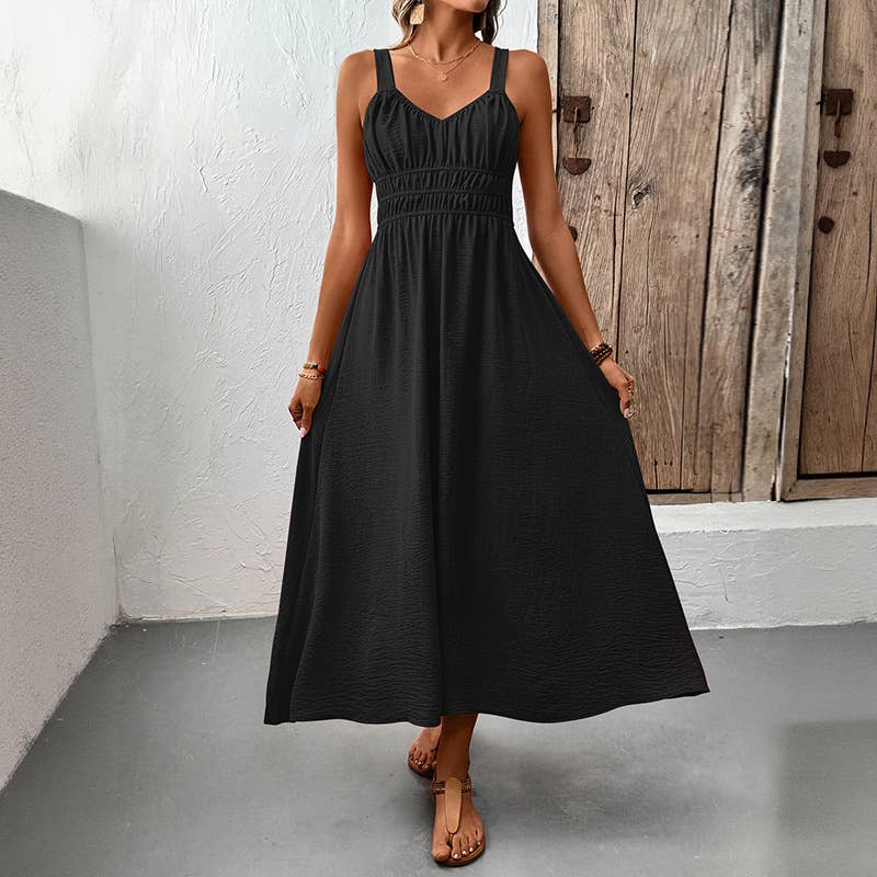 Lovesoft - Wholesale Dress - Women's - 2026 Sleeveless Textured Pleated Summer Maxi Dress1