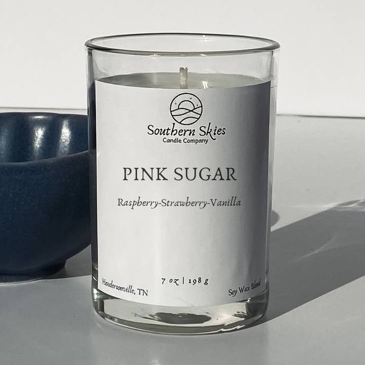 Rosa socker soja ljus för wholesale av Southern Skies Candle Company