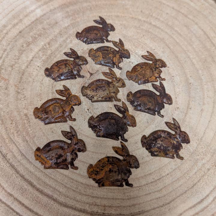 Pack of 12 Rusty Bunny Shapes for wholesale by A.T. Imports