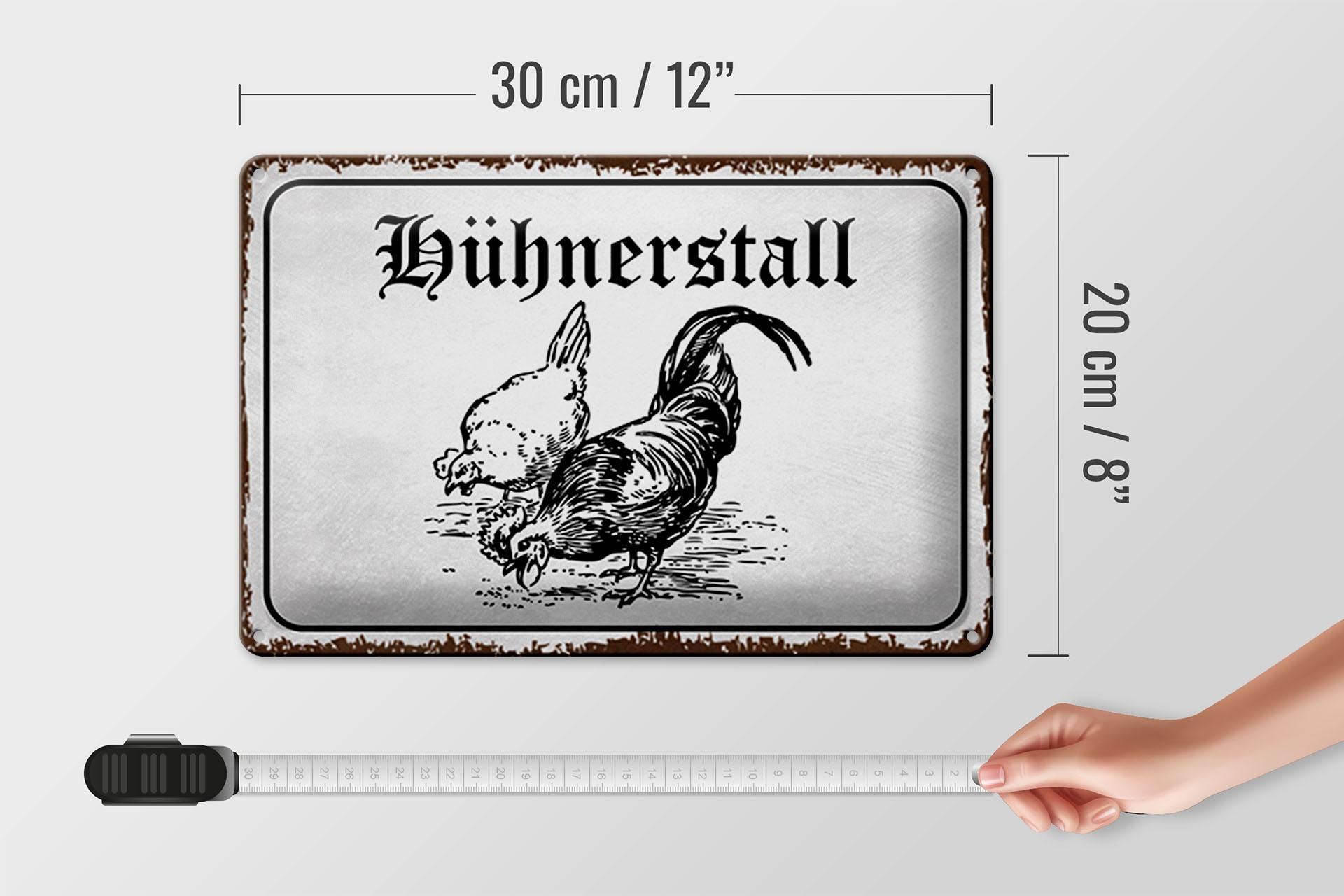 Femer – Engroshandel Skilt – Femer hønseskilt i blik, 30 x 20 cm, til hønsehus og gårddekoration4