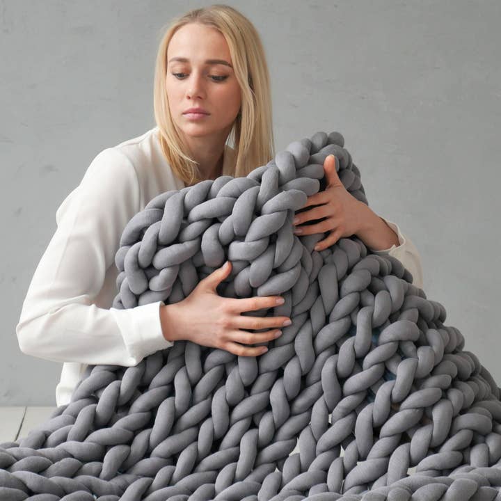 woolexperts - Wholesale Throw Blanket - Chunky knit blanket Chunky Cotton Throw blanket OEKO-TEX