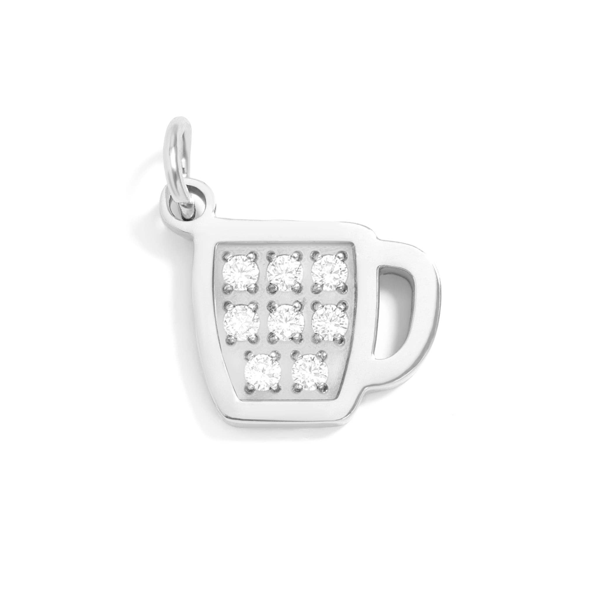 WJW - Wholesale Individual Charm/Pendant - 18K Gold PVD Stainless Steel CZ Coffee Cup Charm0