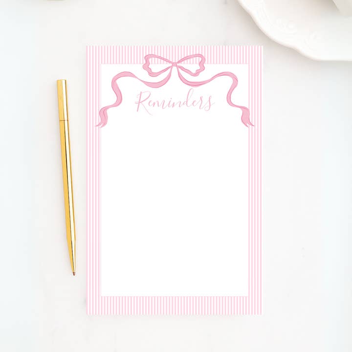 Design Carolinas - Wholesale Notepad - Pretty Pink Bow Striped Ribbon Notepad 3