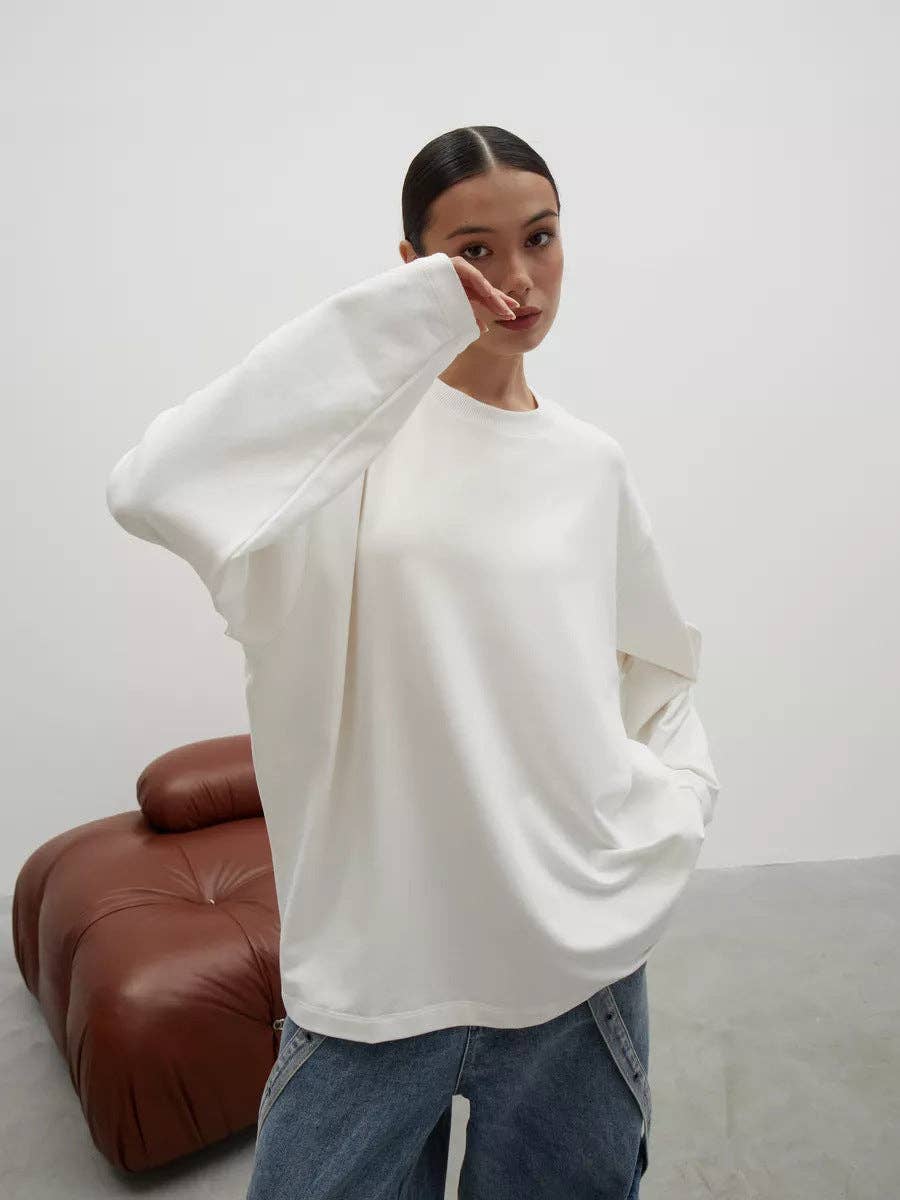 Suhkasana – wholesale T-shirt – women's – Heavyweight Cotton Long Sleeve Crewneck Oversized T Shirt4