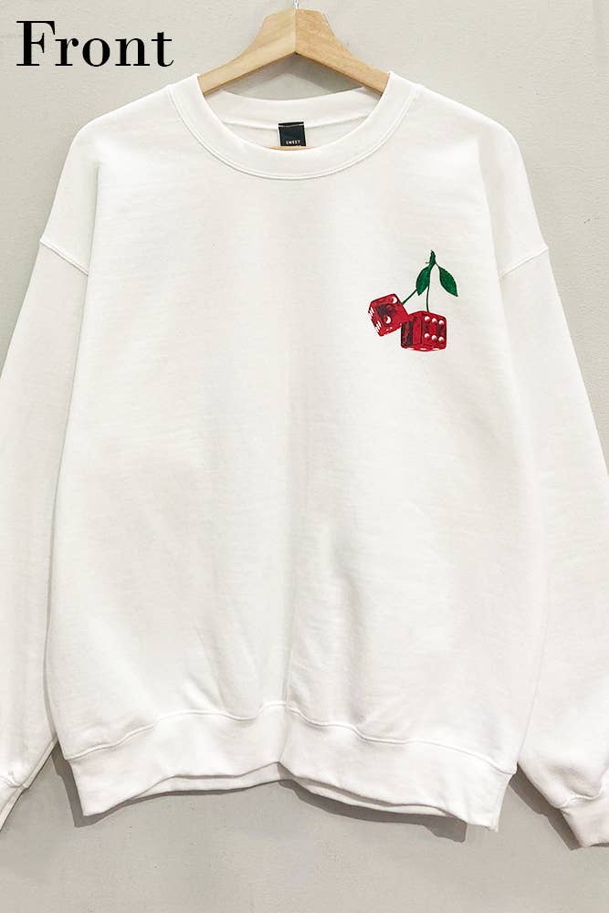 White Let's Roll Front and Back Sweatshirt   for wholesale on Faire3