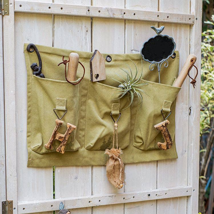 Rustic Reach - Wholesale Drawer Organizer - 3-Pocket Green Canvas Organizer for Garden Tools