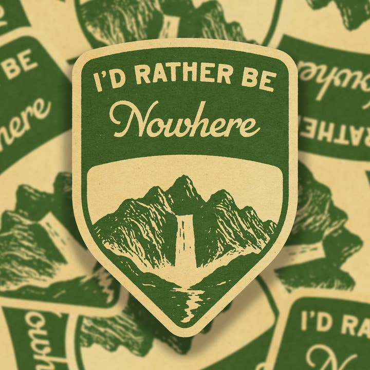 Adesivo in vinile «I'd Rather Be Nowhere» per la vendita all'ingrosso da parte di SheeleyCo