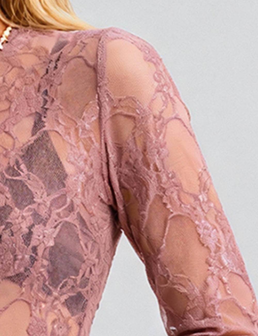 Sweetkama - Wholesale Blouse - Dames - Dames Bloemen Kant Blouse Transparante Laagjes Top SKT410185