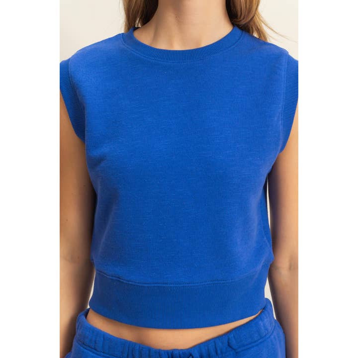 HYFVE - Wholesale Shirt - Women's - DZ25C551-Fitted Banded Waist Sleeveless Crop Top