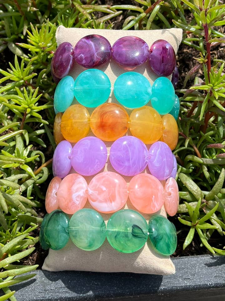 Pulsera elástica CEOS - perlas disco de acrílico para venta al por mayor de Innaya