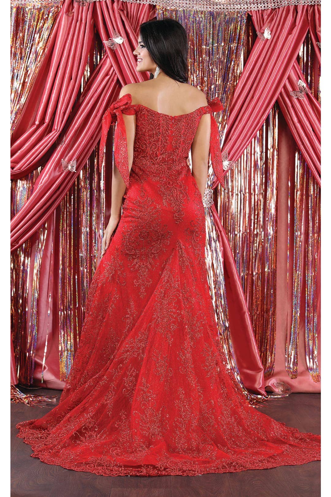 LA Merchandise – Engroshandel Aftenkjole - Dame – LA Merchandise LA7966 Off-The Skulder Lang Formel Prom Kjole6