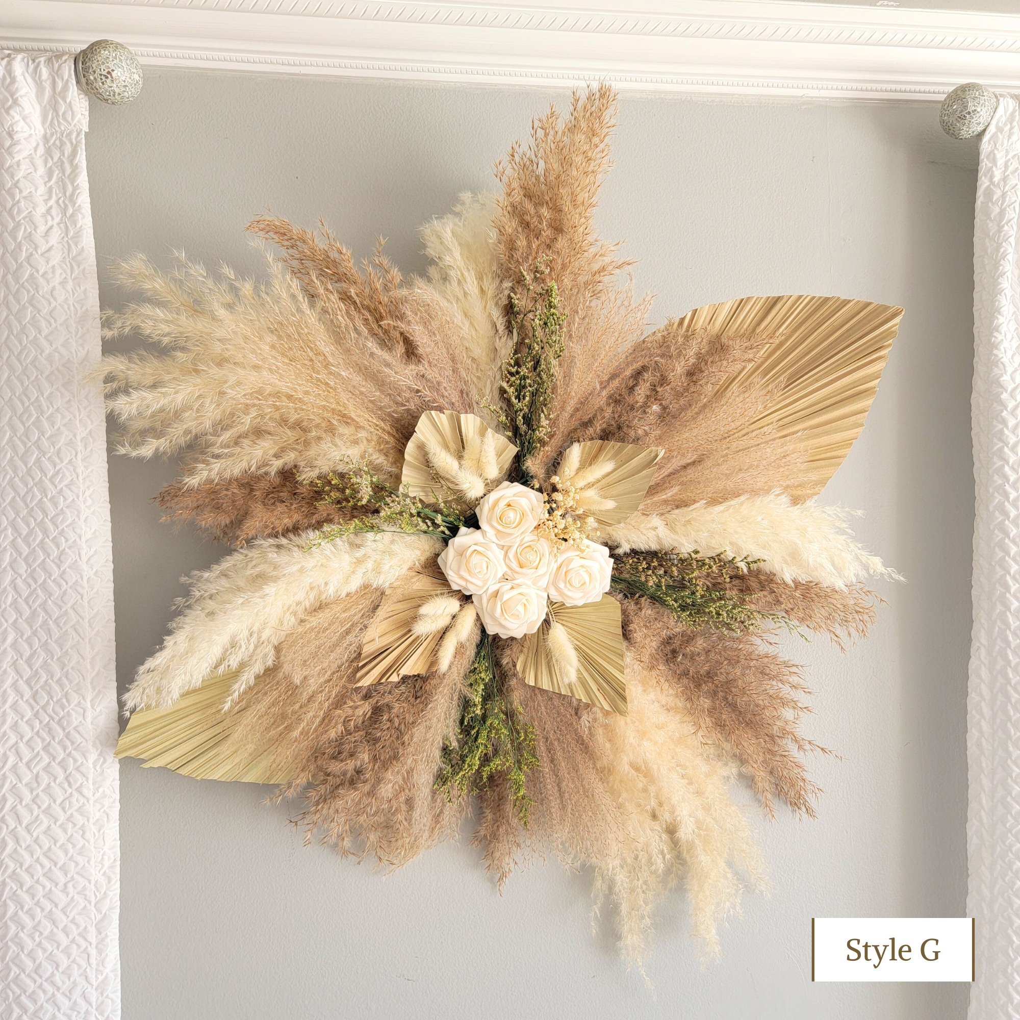 Pampas Design - Vendita all'ingrosso Fiori secchi/pressati - Composizione di Rose Blush e Pampas per Arco o Parete Matrimonio & Evento8