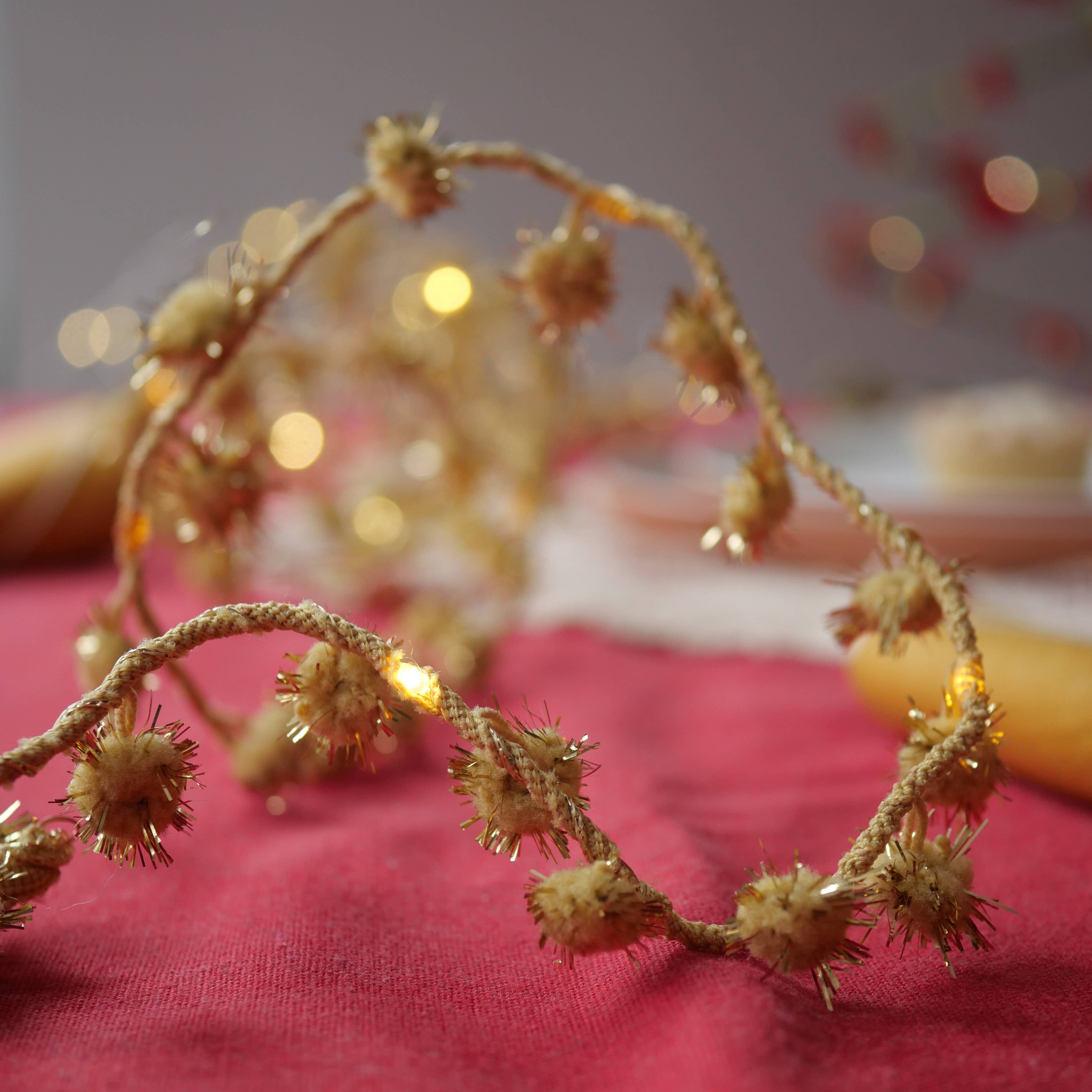 Melanie Porter - Wholesale String Lights - Tinsel Pom Pom Fairy Light String - Christmas Decoration5
