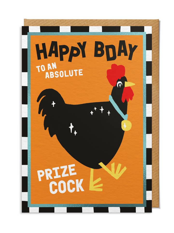 Birthday Card — "Happy Bday to An Absolute Prize Cock" for wholesale by SANDERS DE ROEPER