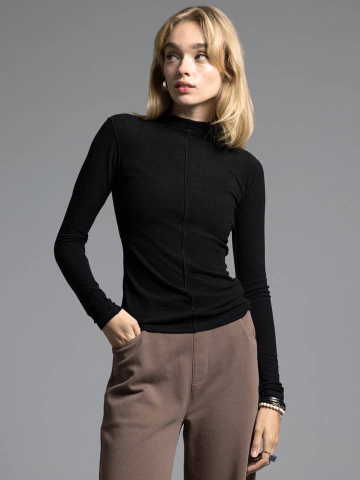 Weekend Los Angeles - Wholesale Shirt - Women's - Mock Neck Top - MARISOL LONG SLEEVE