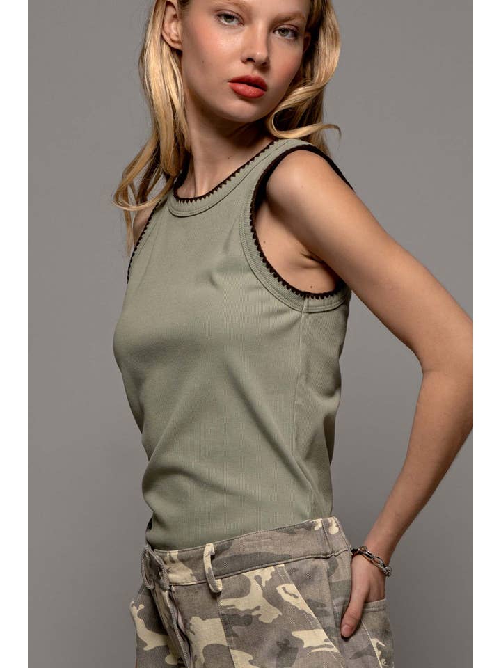 Urban Daizy - Wholesale Tank Top - Women's - Contrast Trim Ribbed Minimalist Statement Tank Top17