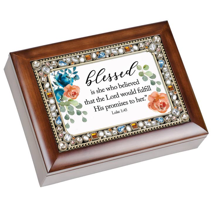 Music Box Blessed Is She Luke 1:45 for wholesale by Cottage Garden