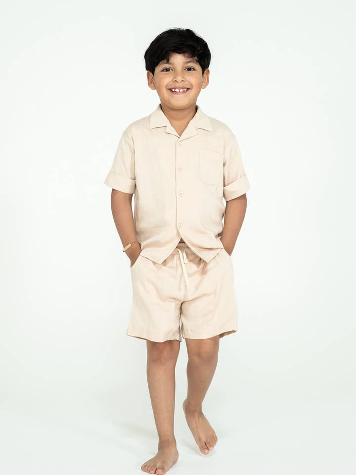 Beige Cotton Linen Set in Natural for wholesale on Faire5