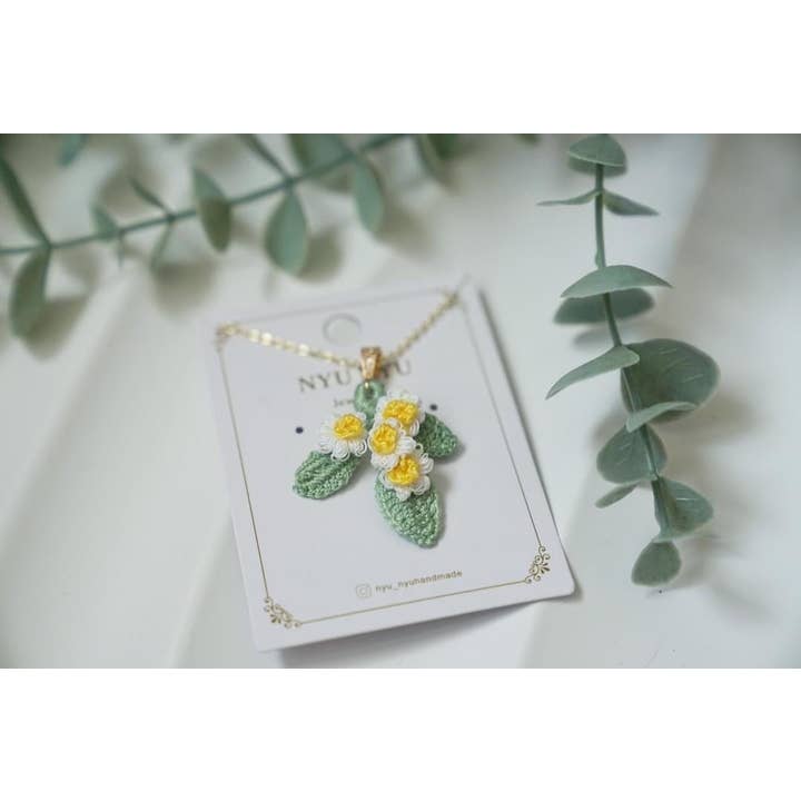 NYU NYU jewellery - Wholesale Pendant/Charm Necklace - Crochet Daisy Flower Necklace 14k Gold Handcrafted Jewelry3