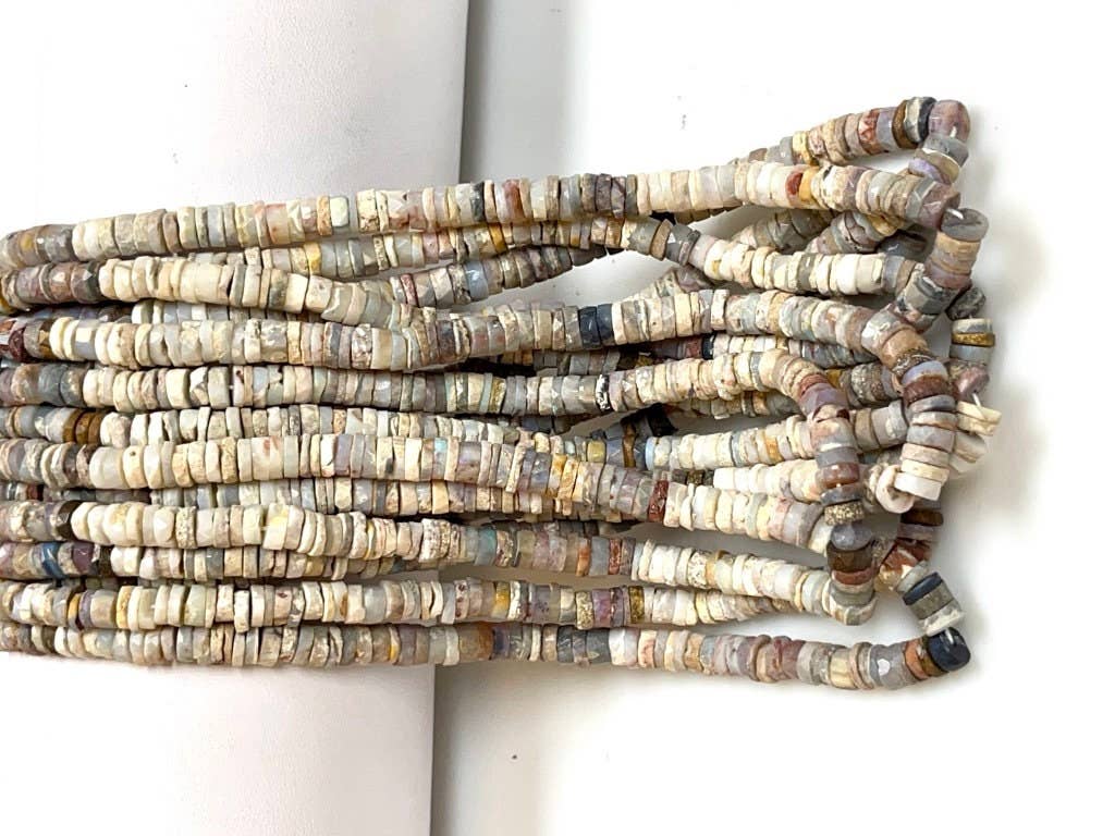 TRIVENI USA INC - Wholesale Beads - Australian Opal Gemstone Faceted Heishi Disc Beads Strand3