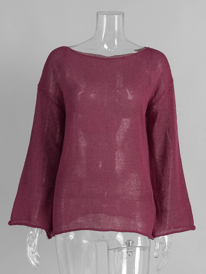 Hope & Sunshine - Wholesale Knit Top - Women's - Hollow Knit Bell Sleeve T-Shirt For Women5