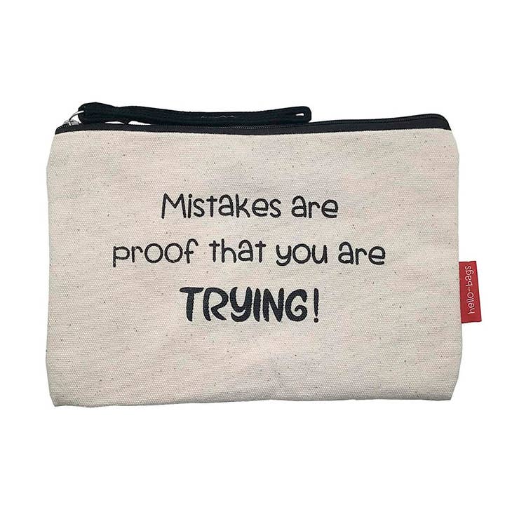 “MISTAKES ARE PROOF...” CLUTCH BAG for wholesale by hello-bags