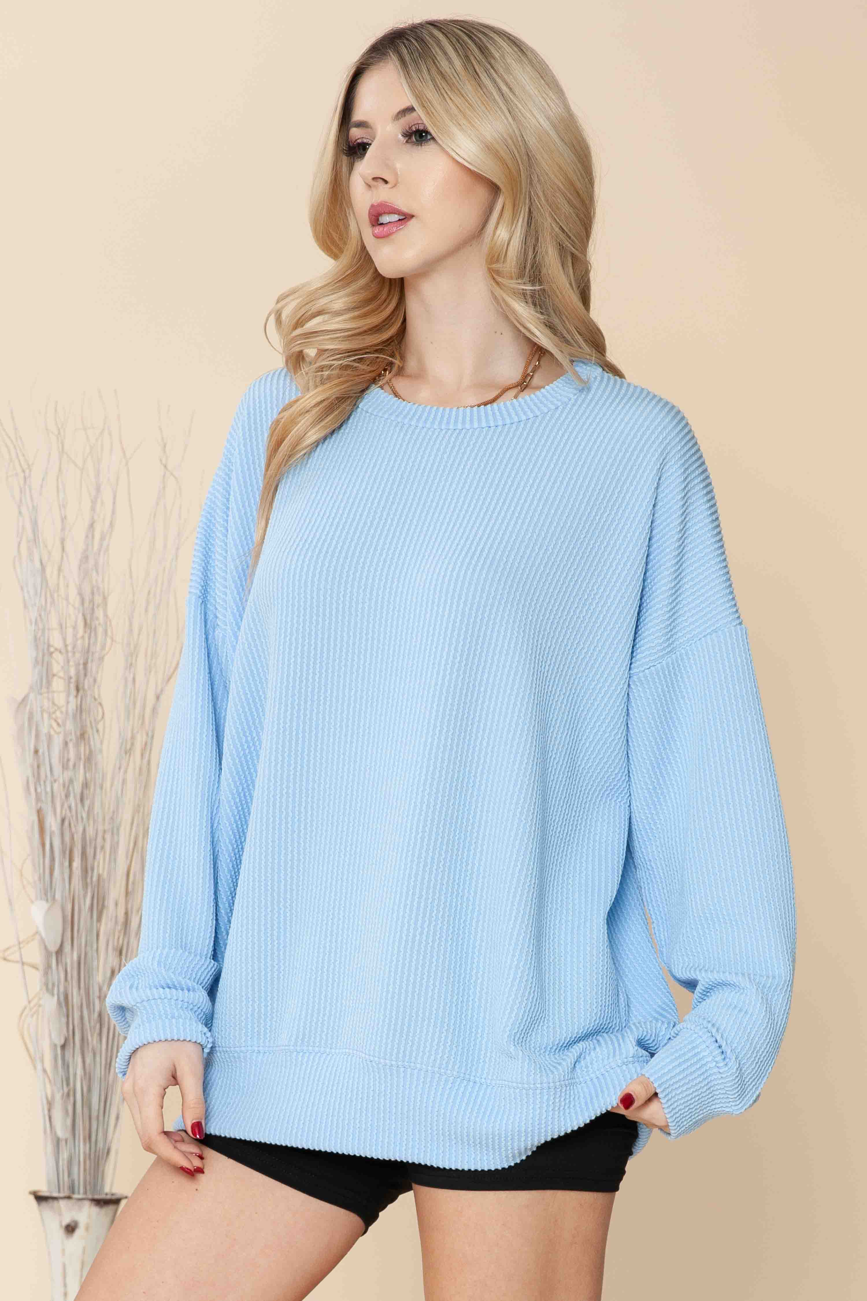 Burgundy Apparel - Wholesale Sweatshirt - Women's - WAVE RIB OVERSIZED SWEATSHIRT19