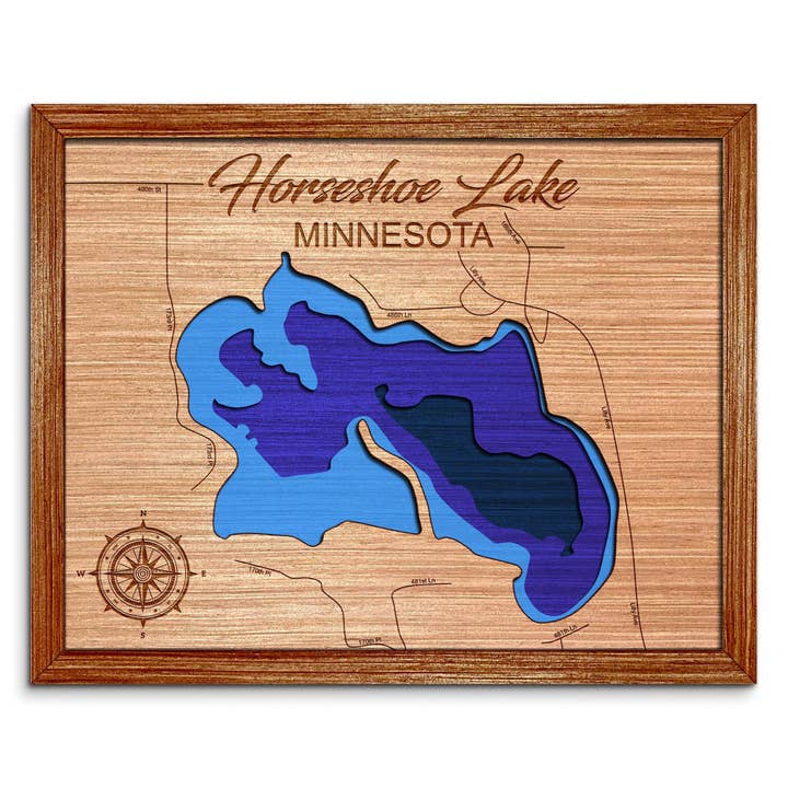 Horseshoe Lake Dybdekort - Unik Hjemmedekoration Vægkunst for engroshandel hos Premier Gifts and More