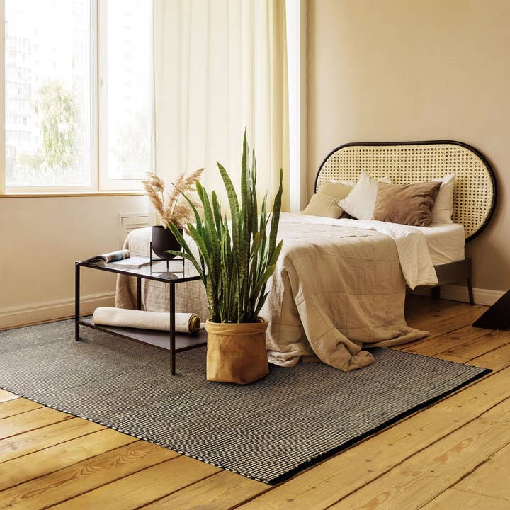 Black and natural jute and cotton woven rug 160x230 for wholesale by ALECTO