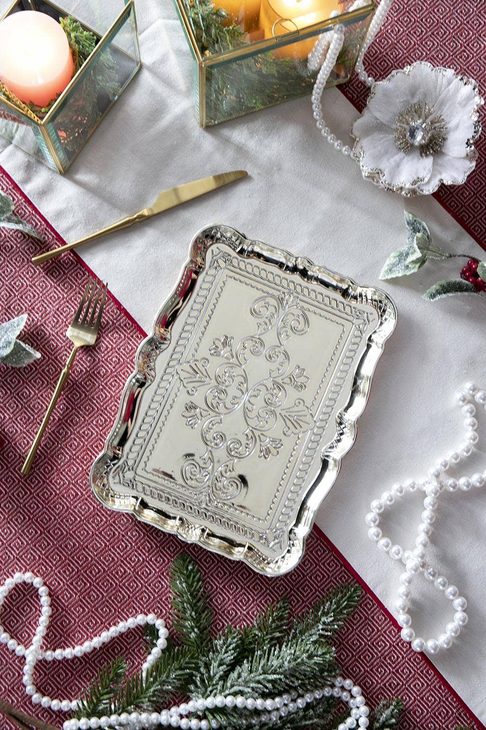 A&B Home Group Inc. - Wholesale Decorative Plate/Dish/Bowl - 12x9" Golden Scrollwork Plastic Charger Plate2