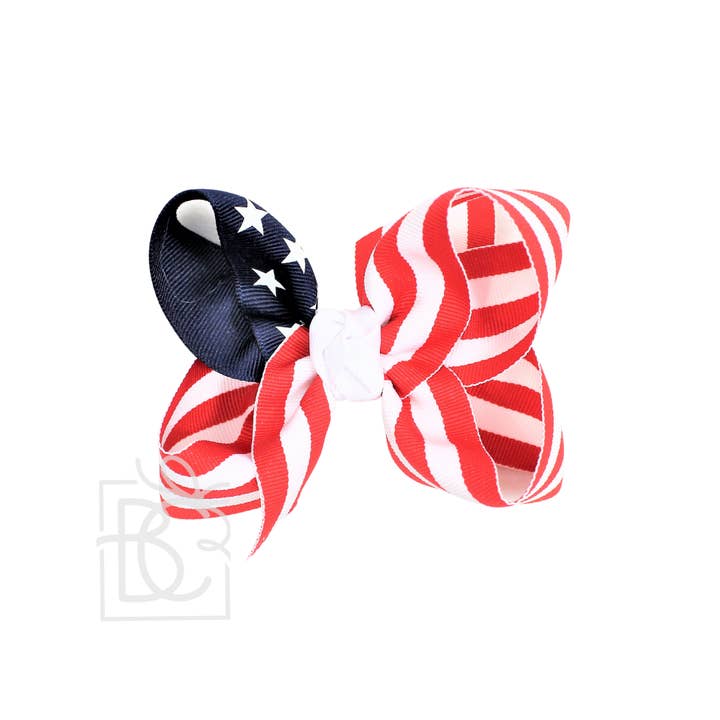Beyond Creations, LLC - Wholesale Hair Bow - Kids - STARS AND STRIPES GROSGRAIN BOW
