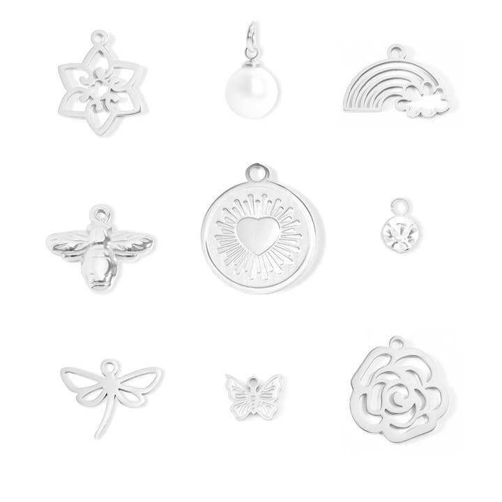 WJW - Wholesale Individual Charm/Pendant - (9pc) 18K Gold PVD Garden Charm Bar Charm Set 2