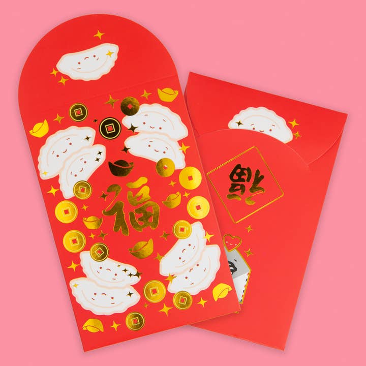 Happy Dumplings Gold Foiled Red Envelopes, HongBao 紅包 for wholesale by ILOOTPAPERIE