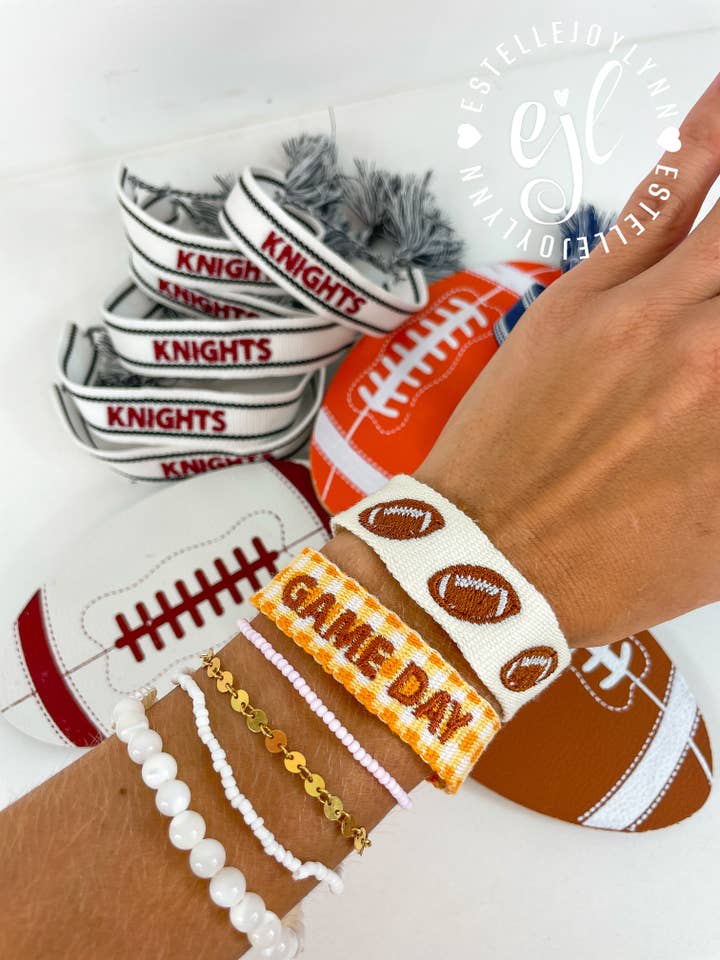 FOOTBALL embroidered bracelet / Football Bracelet for wholesale by EstelleJoyLynn, LLC