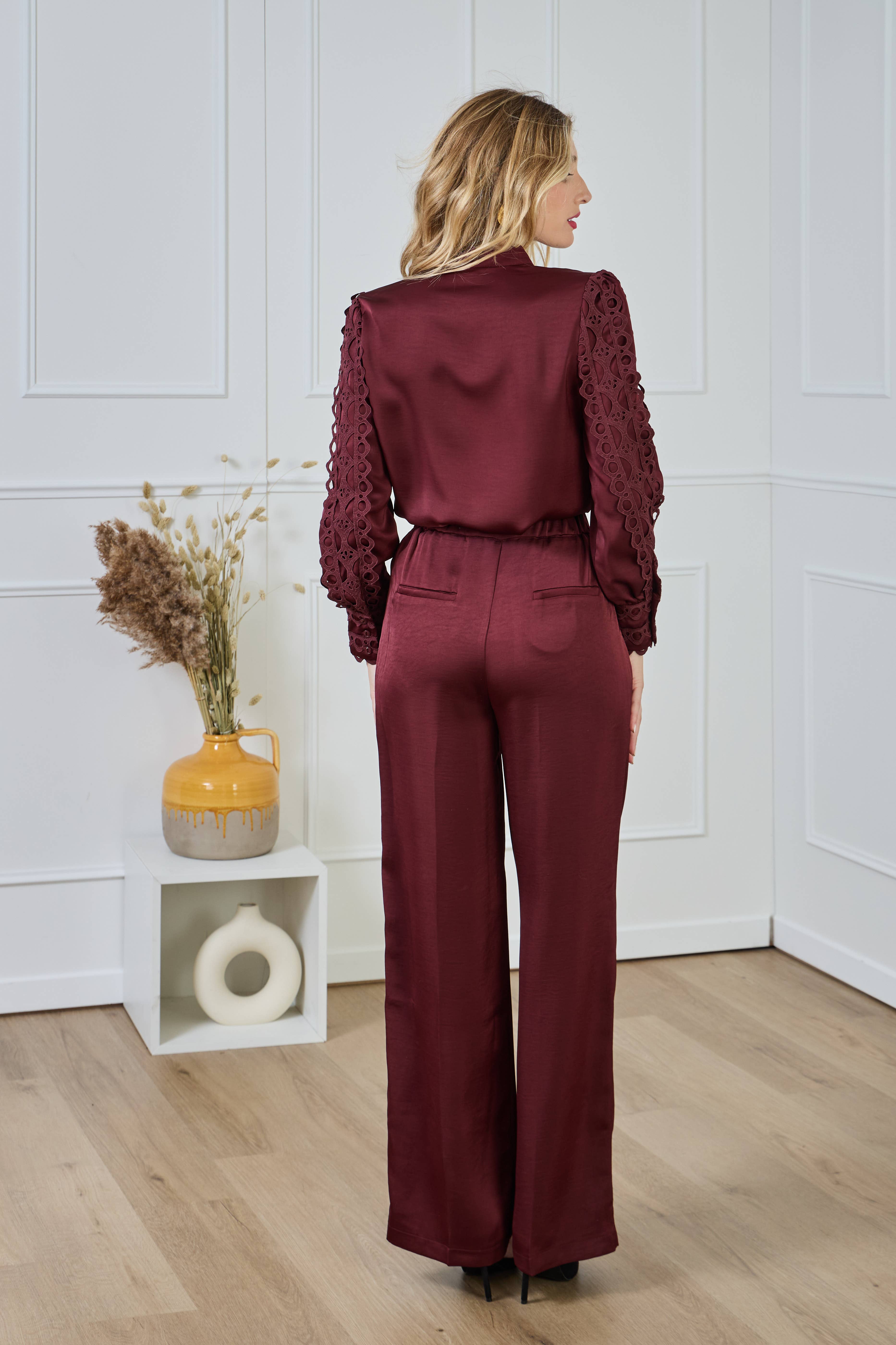 LULUMARY – Großhandel Hemd mit Button-down-Kragen – Damen – Bluse mit Spitze CH36820