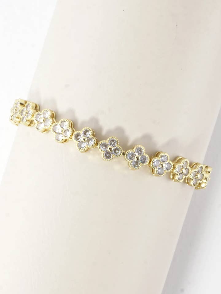 Cubic Zirconia Pave Brass Tennis Bracelet for wholesale by Wild Honey