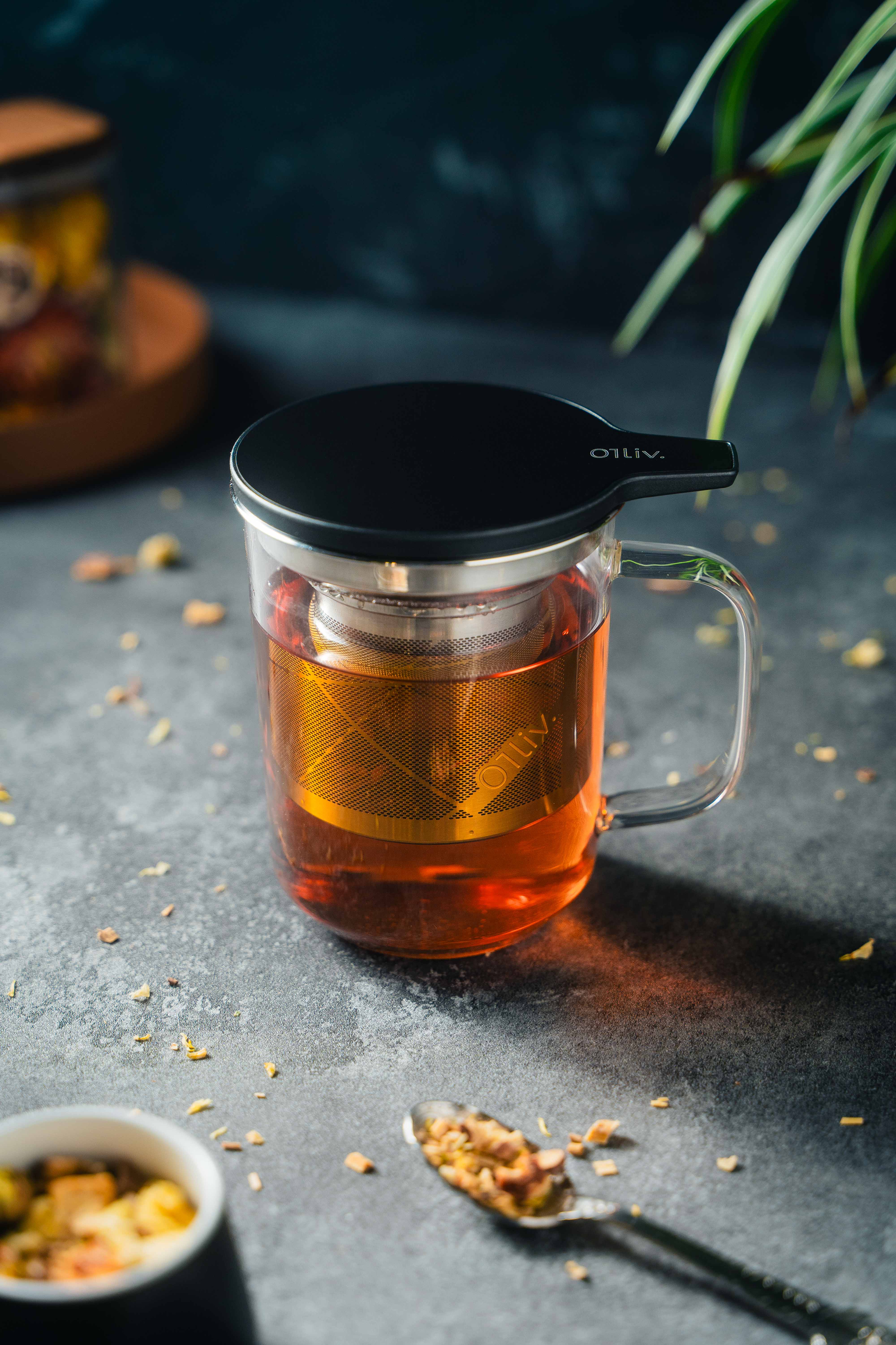 01living Ltd - Vendita all'ingrosso Servizi da tè - Tazza da tè da scrivania con infusore in acciaio inossidabile 400 ml / 13,5 oz1