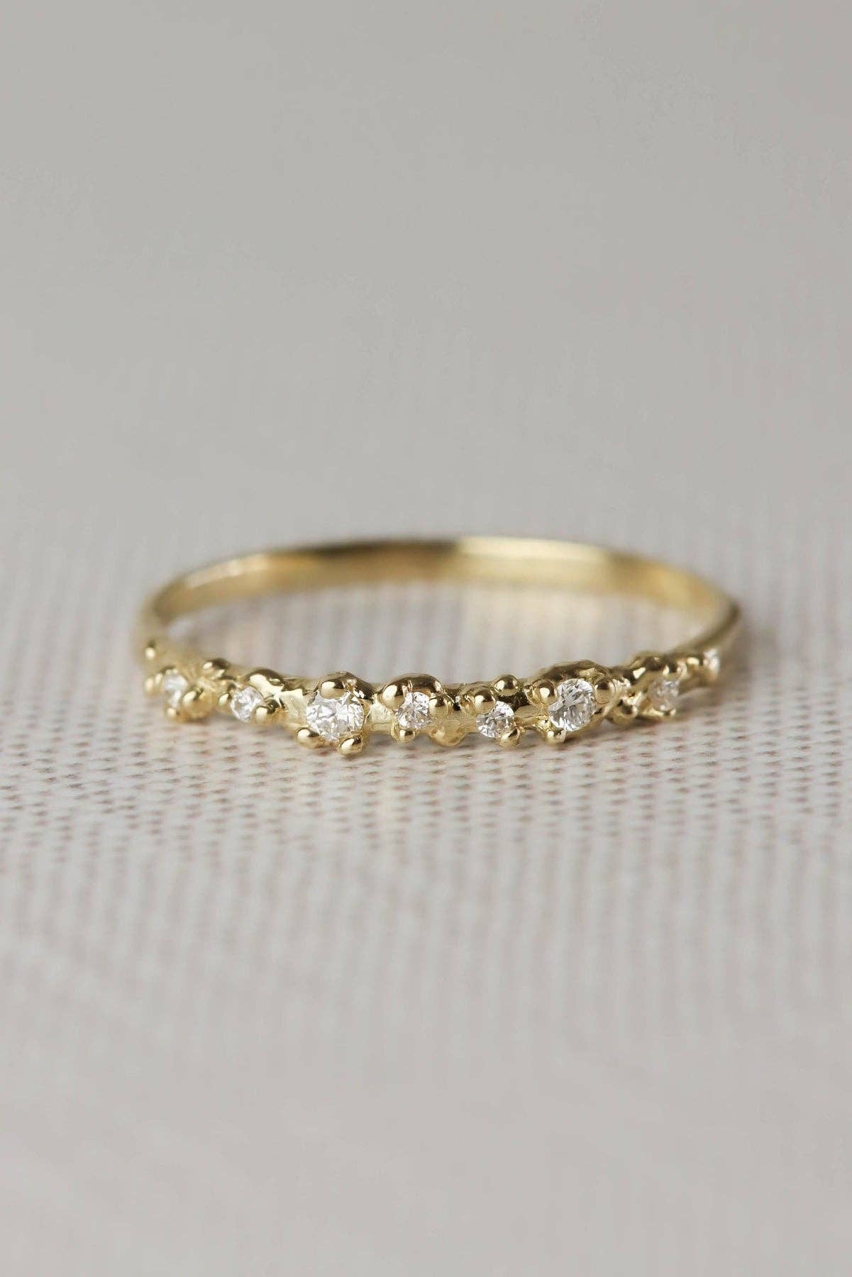 Lacee Alexandra Jewelry – wholesale Wedding band/ring – Solid Gold Isla Ring - Ocean Inspired Diamond Band